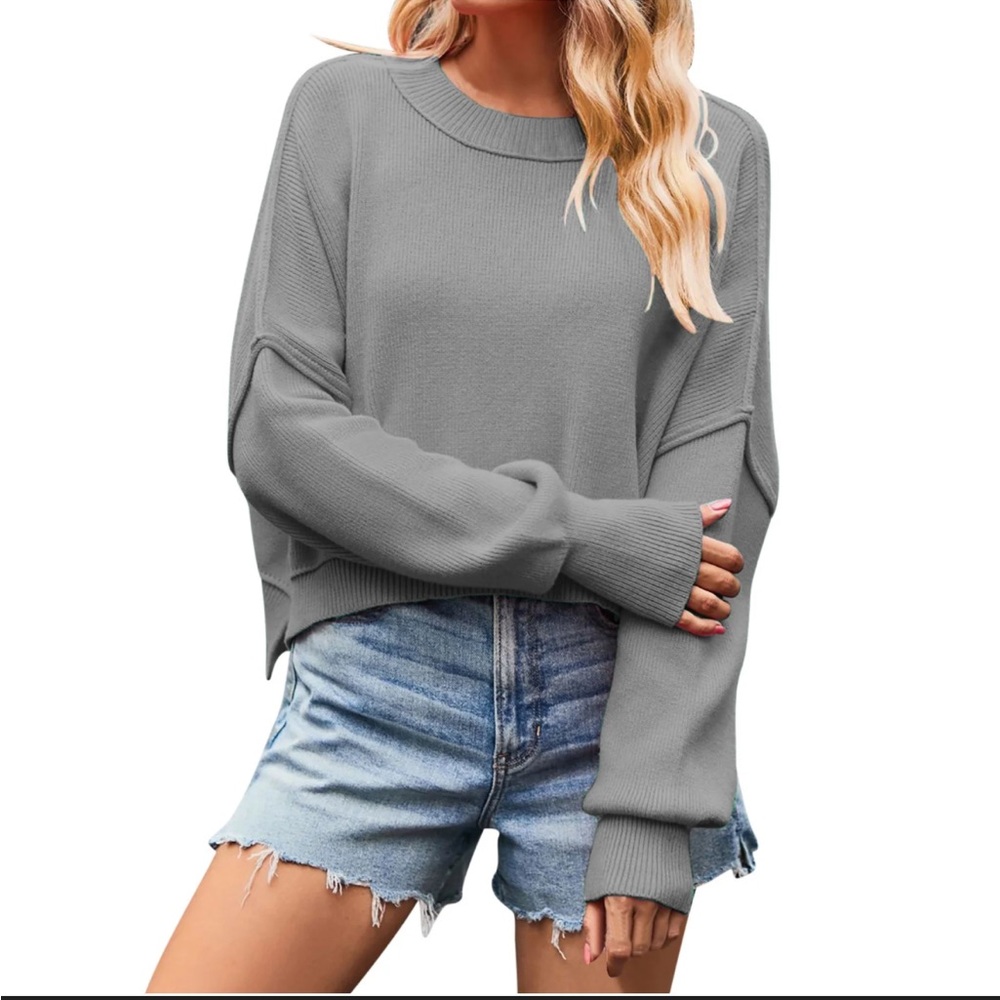 Free People Charcoal Crew Neck Sweater